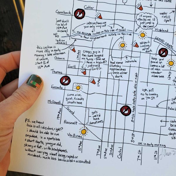 A map of running while female in Phoenix, AZ